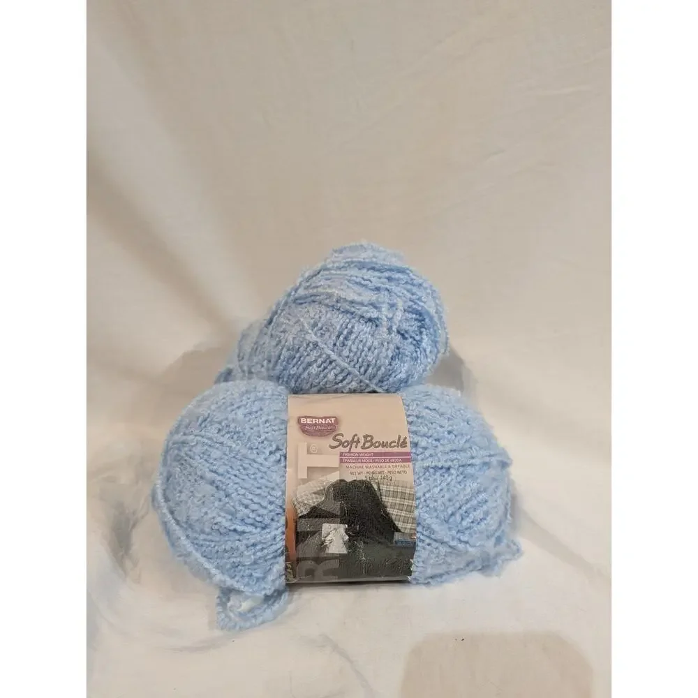 Bernat Soft Boucle Yarn Beautiful Pale Blue 255 Yds 5 Oz